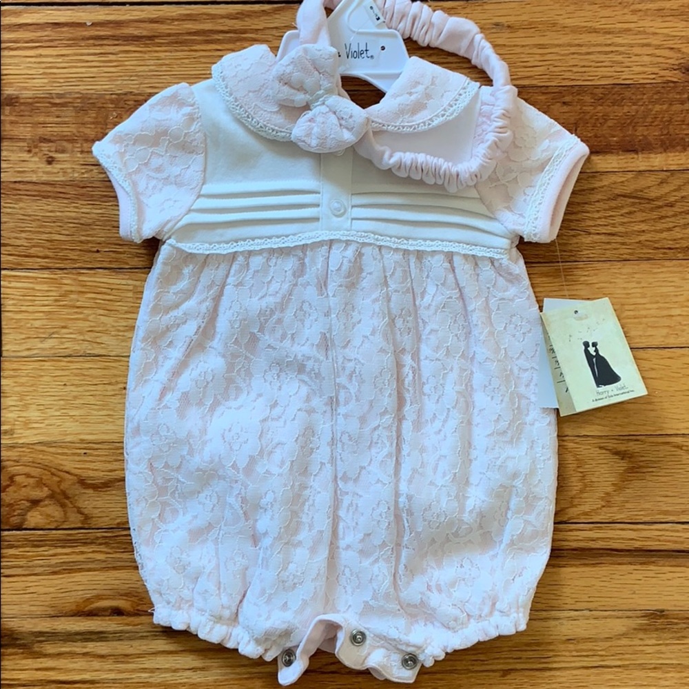Pink Lace Layette Onesie